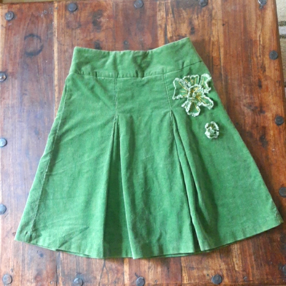 Green corduroy skirt